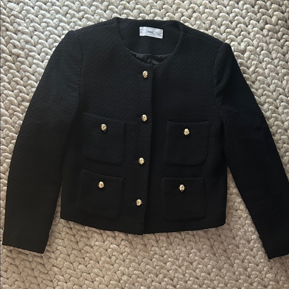 Black tweed Jacket with Gold Buttons